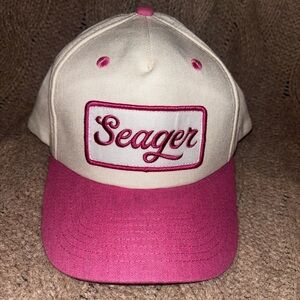 Seager x Keep A Breast “I ❤️ Boobies!” Pink and White Snapback Hat Breast Cancer